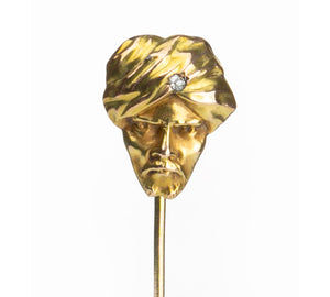 Antique Gold Diamond Arab Man Stick Pin
