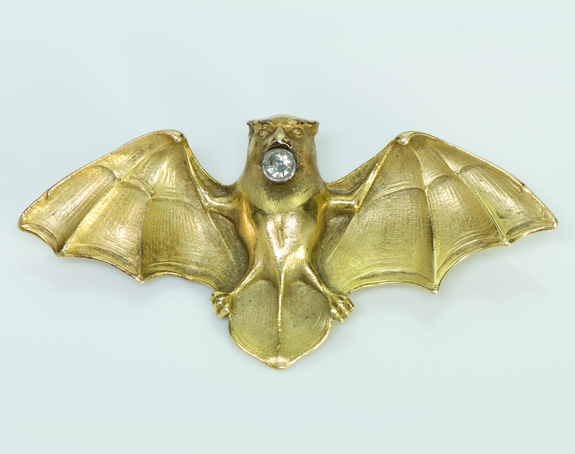 Antique Gold Diamond Bat Brooch/Pin