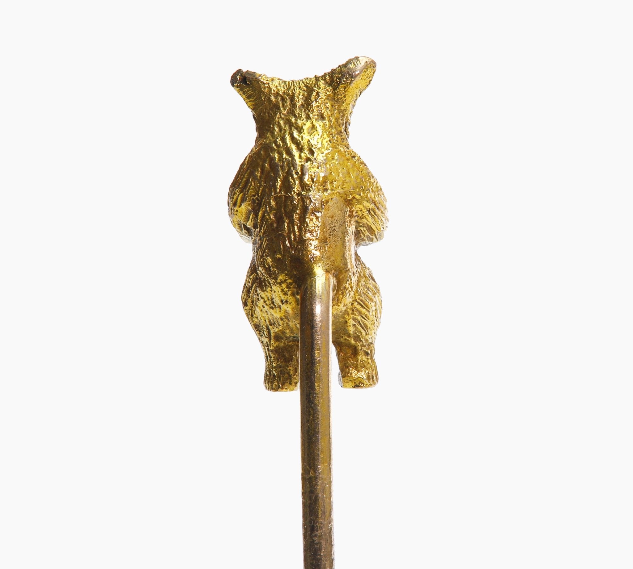 Antique Gold Diamond Bear Stick Pin