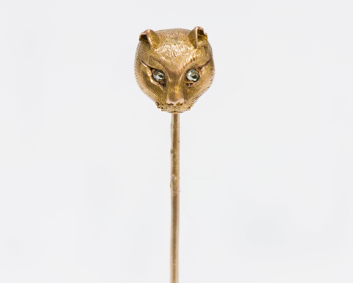 Antique Gold & Diamond Cat Puma Stickpin