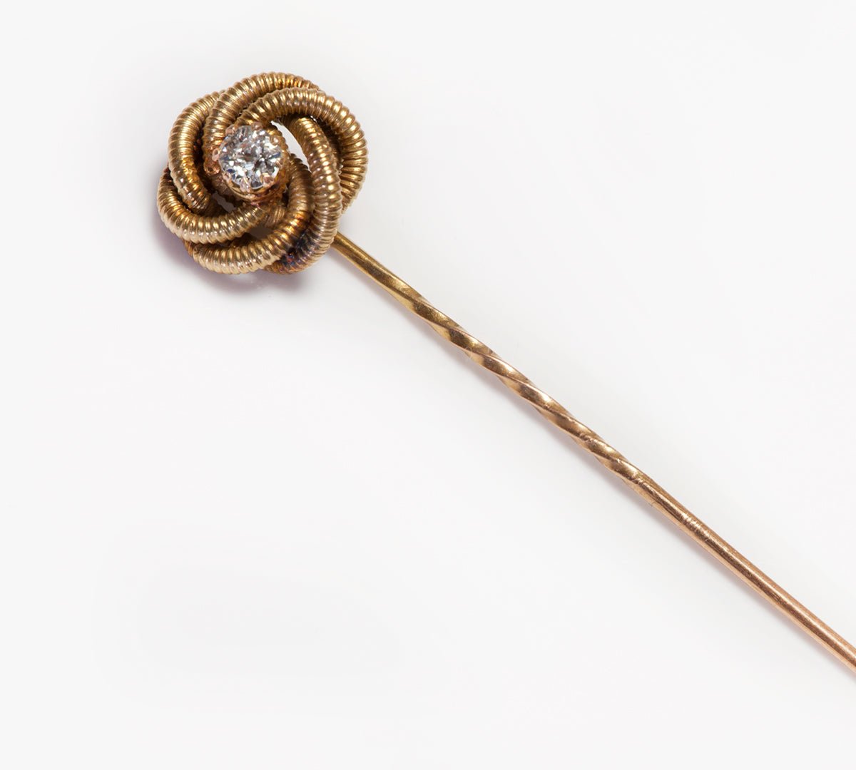 Antique Gold Diamond Celtic Knot Stick Pin - DSF Antique Jewelry