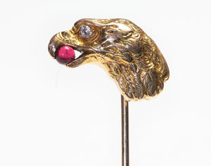 Antique Gold Diamond Eagle Head Stick Pin