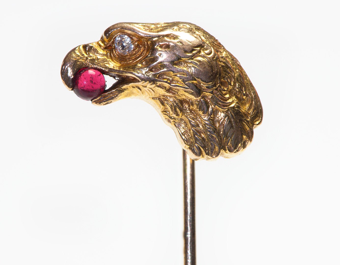 Antique Gold Diamond Eagle Head Stick Pin