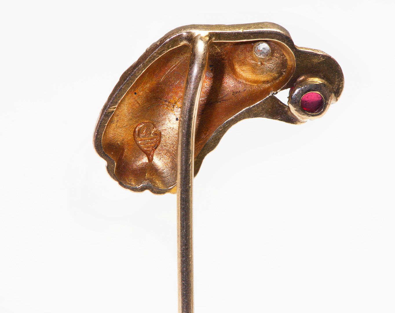 Antique Gold Diamond Eagle Head Stick Pin