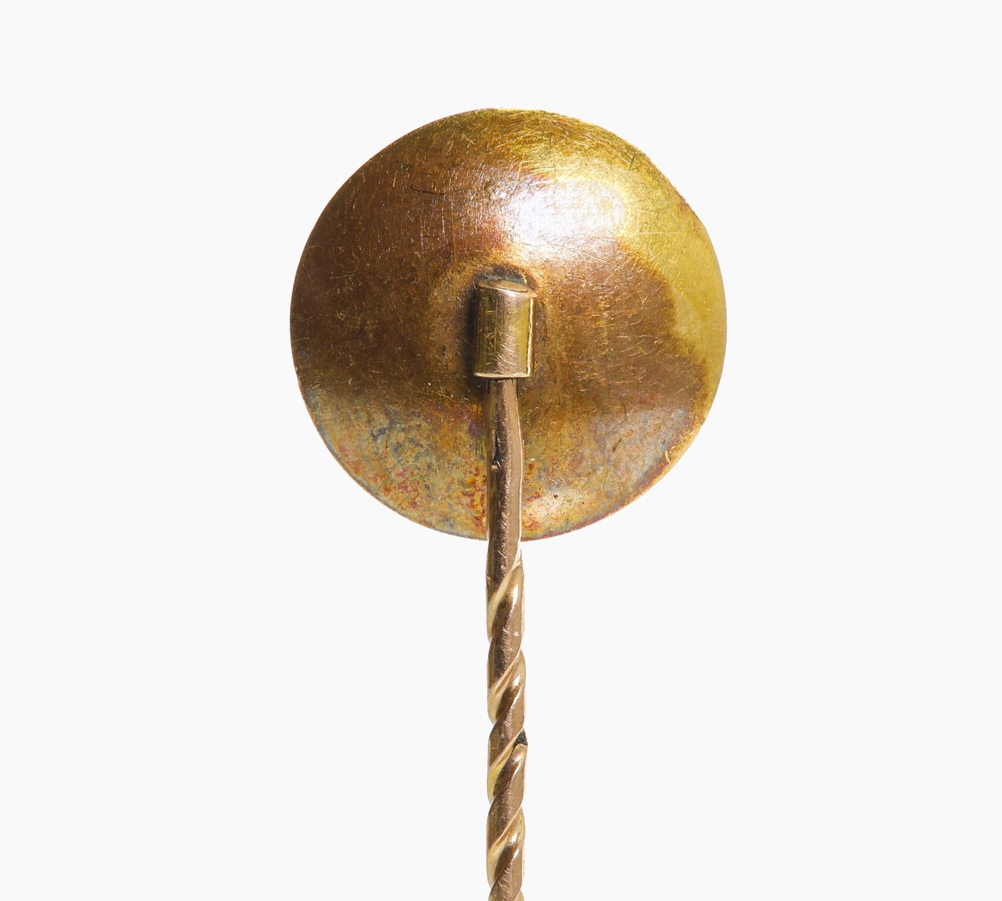Antique Gold Diamond Enamel Cherub Stick Pin