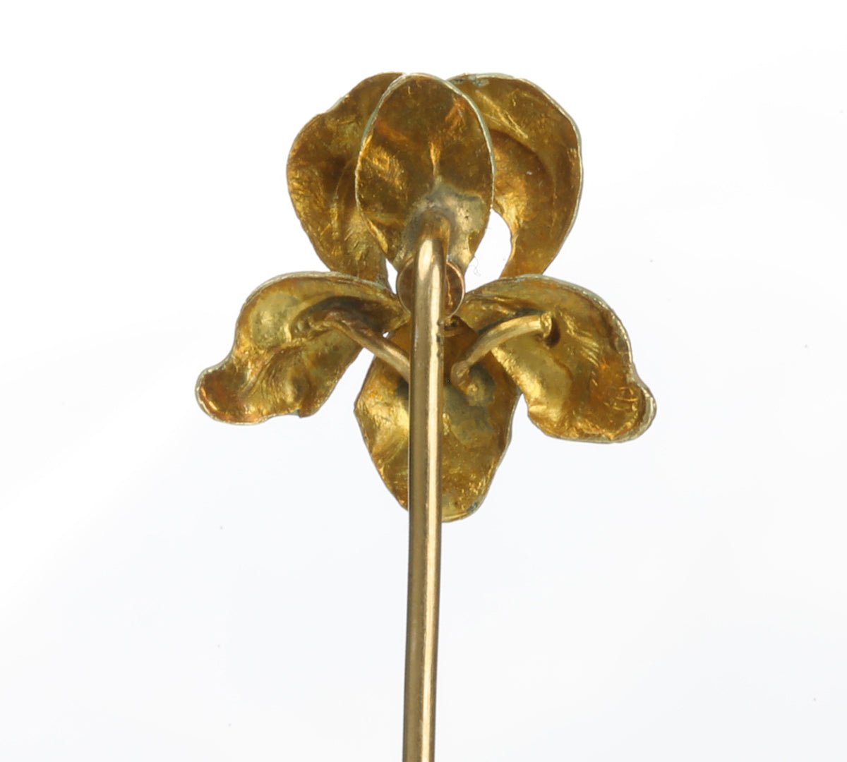 Antique Gold Diamond Enamel Orchid Stick Pin