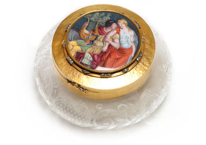 Antique Gold Diamond Enamel Powder Box