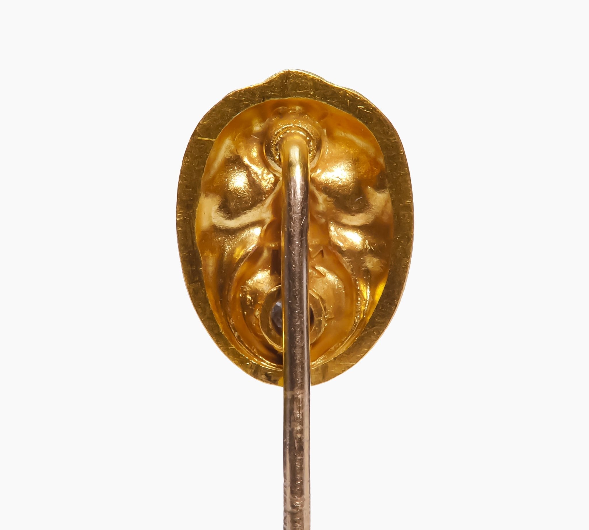 Antique Gold Diamond Gargoyle Stick Pin - DSF Antique Jewelry