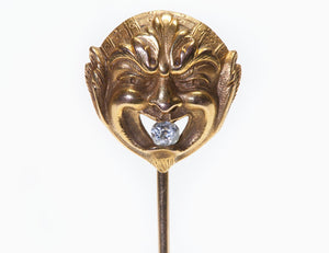 Antique Gold Diamond Gargoyle Stick Pin