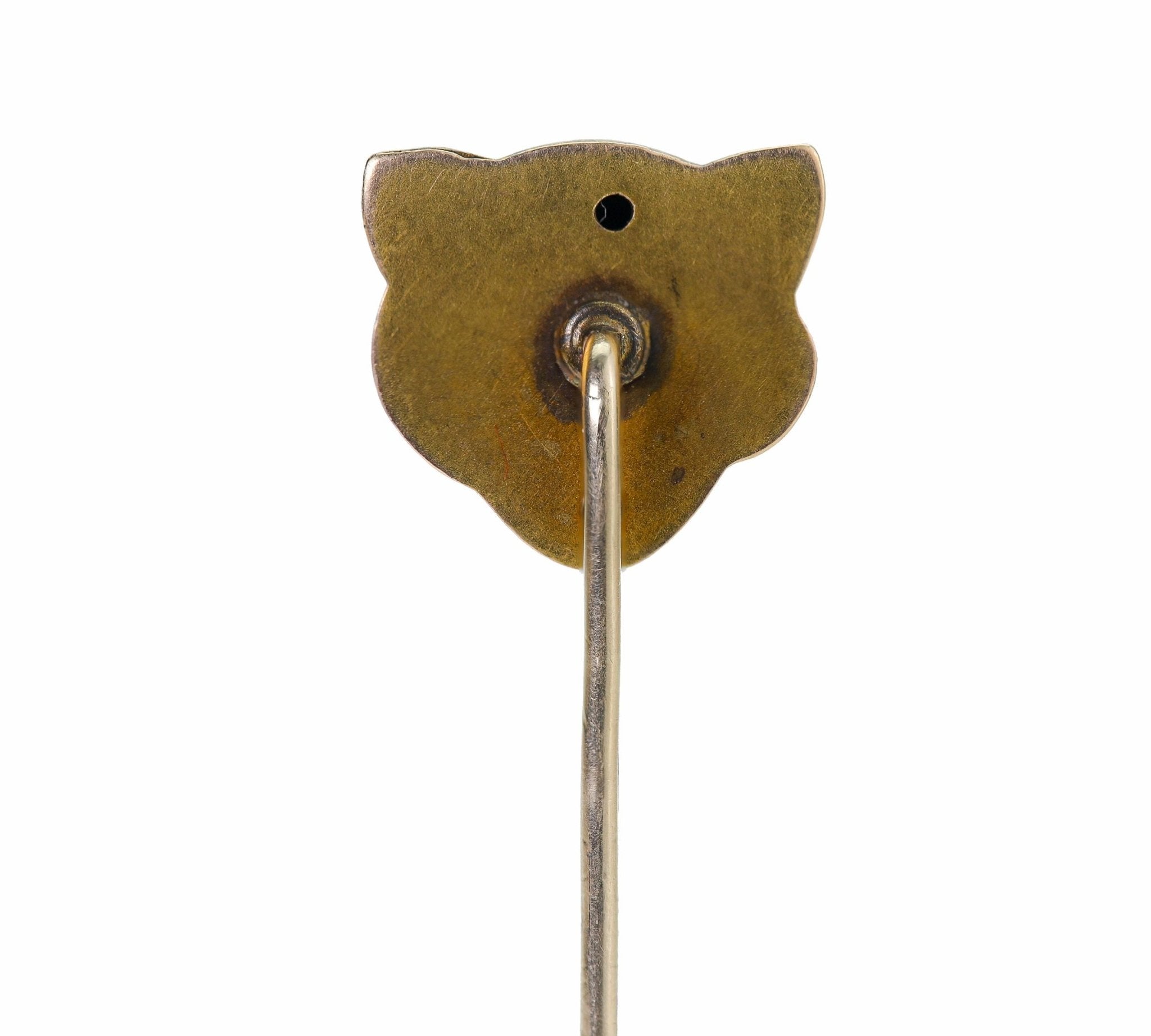 Antique Gold Diamond Garnet Cat Stick Pin - DSF Antique Jewelry