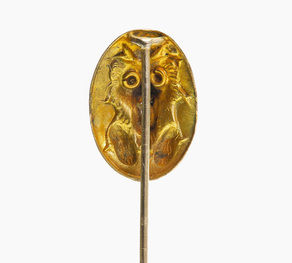 Antique Gold Diamond Garnet Dog Stick Pin