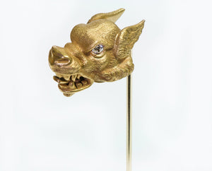 Antique Gold & Diamond Mythological Dragon Griffin Stick Pin
