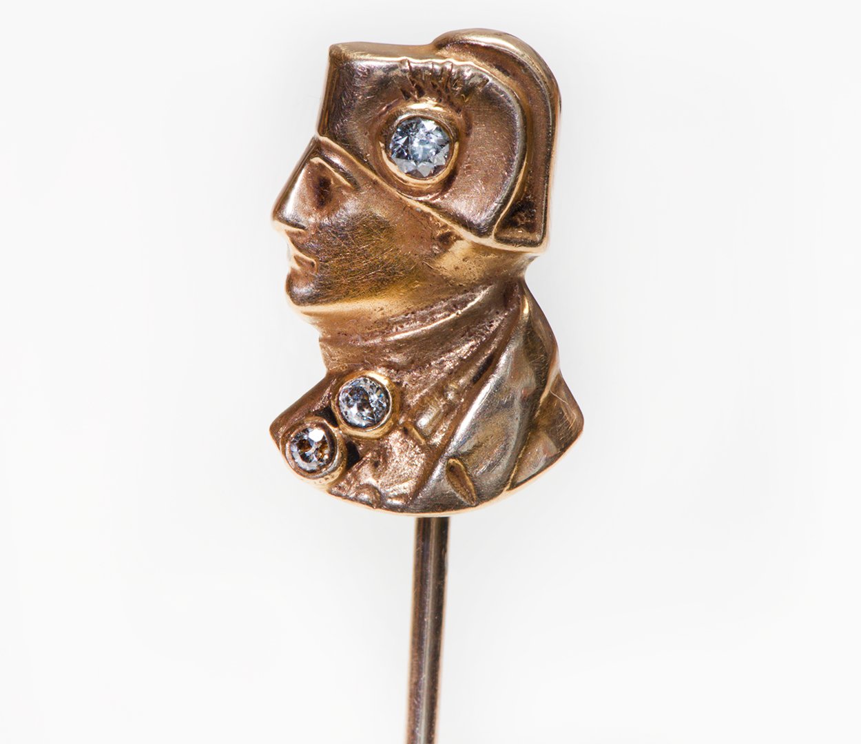 Antique Gold Diamond Napoleon Figural Stick Pin