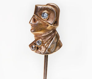 Antique Gold Diamond Napoleon Figural Stick Pin