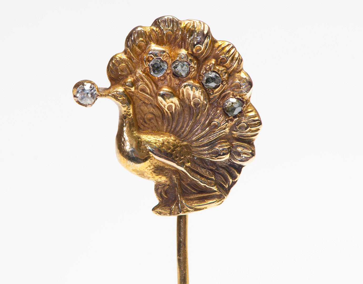 Antique Gold Diamond Peacock Stick Pin