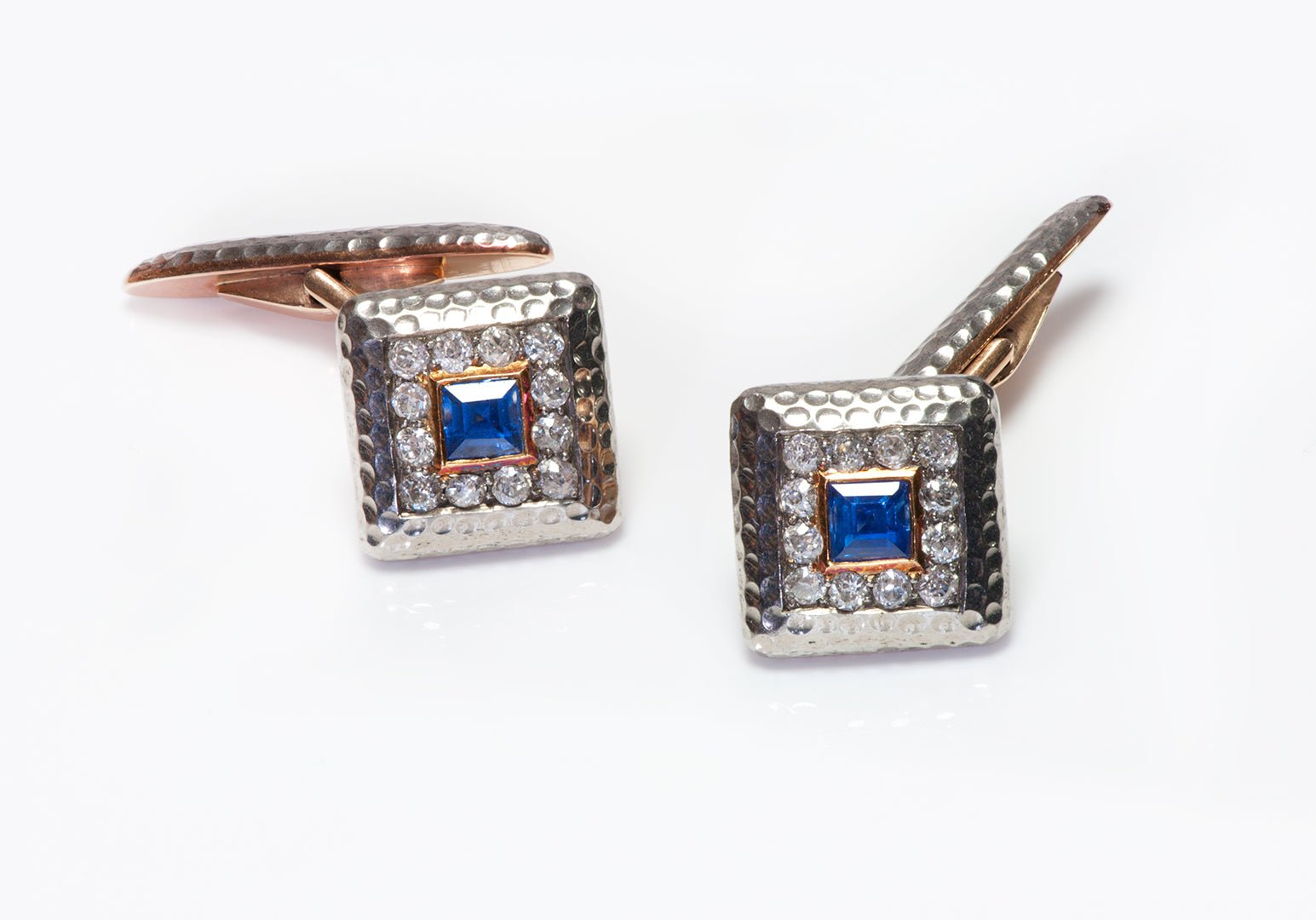 Antique Gold Diamond & Sapphire Cufflinks - DSF Antique Jewelry