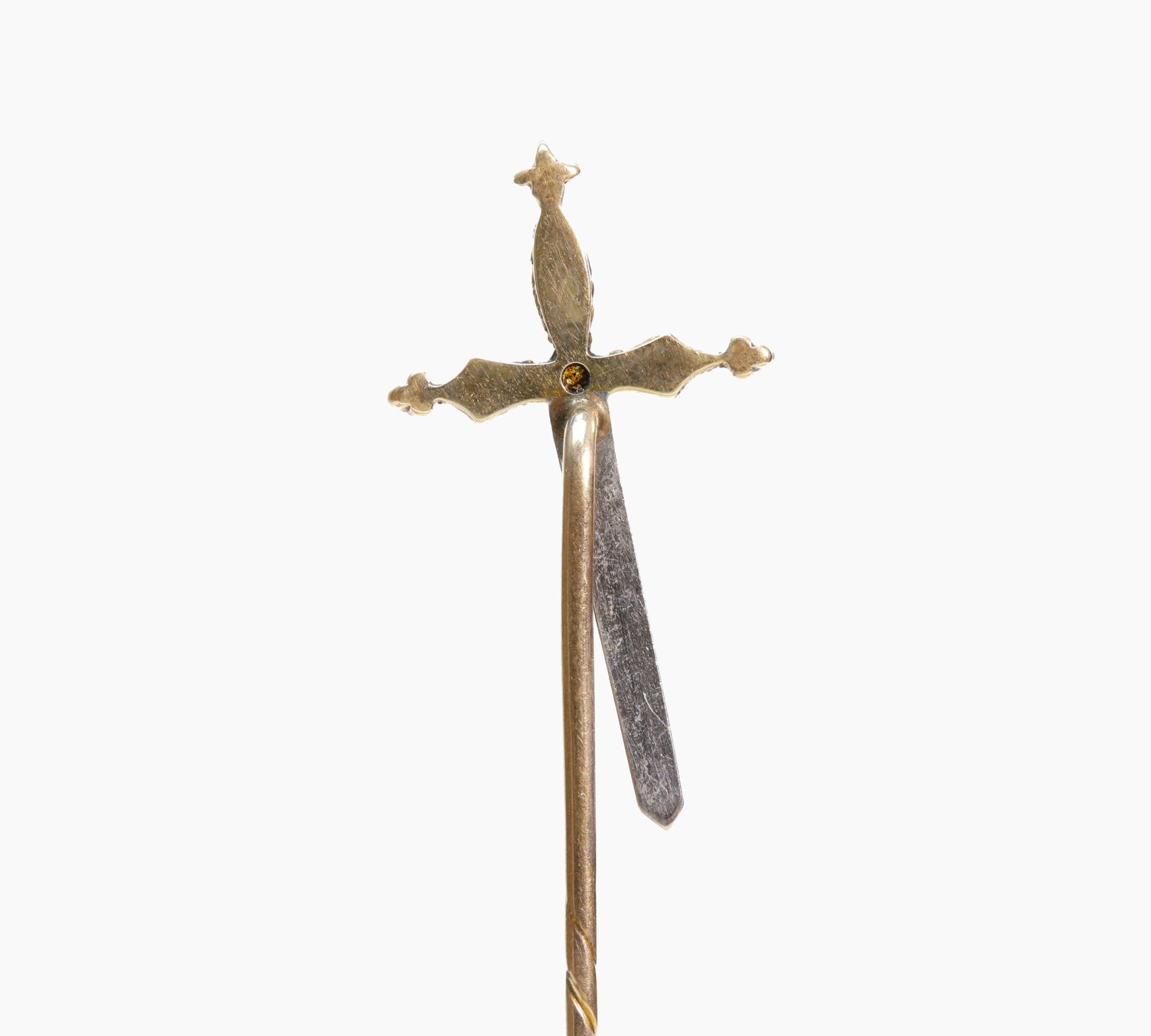 Antique Gold Diamond Sword Stick Pin - DSF Antique Jewelry