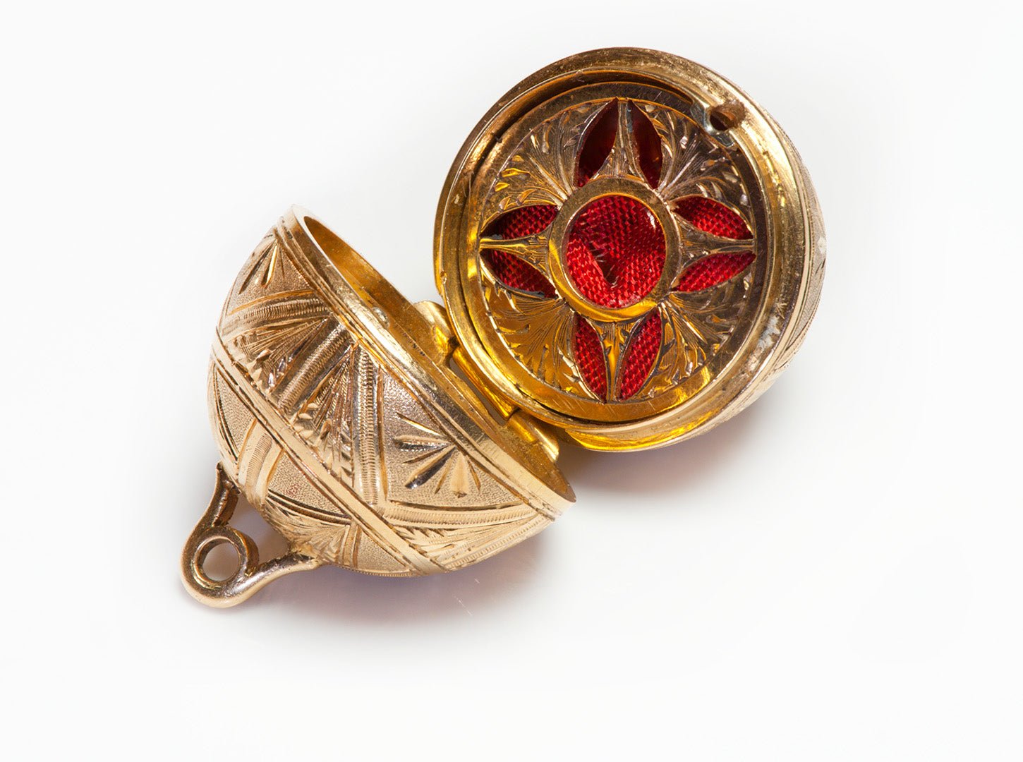 Antique Gold Egg Vinaigrette Pendant - DSF Antique Jewelry