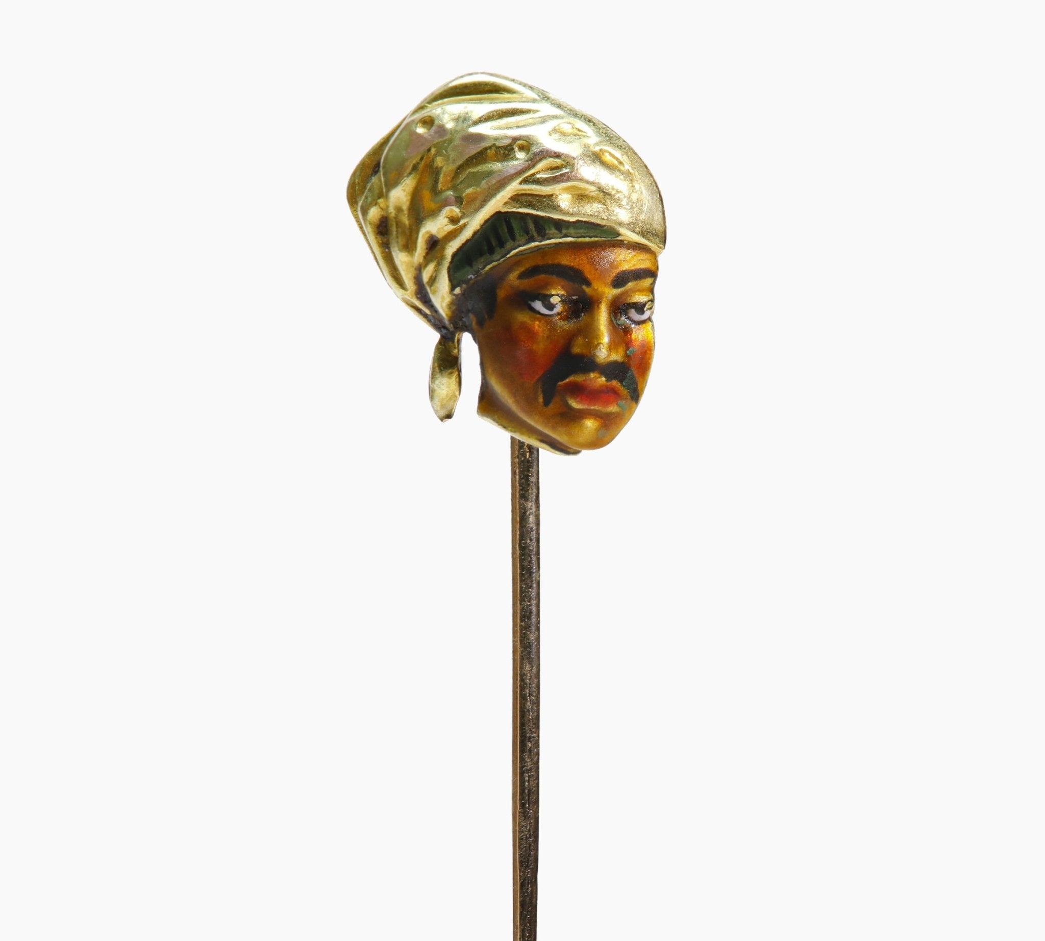 Antique Gold Enamel Arab Man Stick Pin