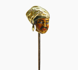 Antique Gold Enamel Arab Man Stick Pin