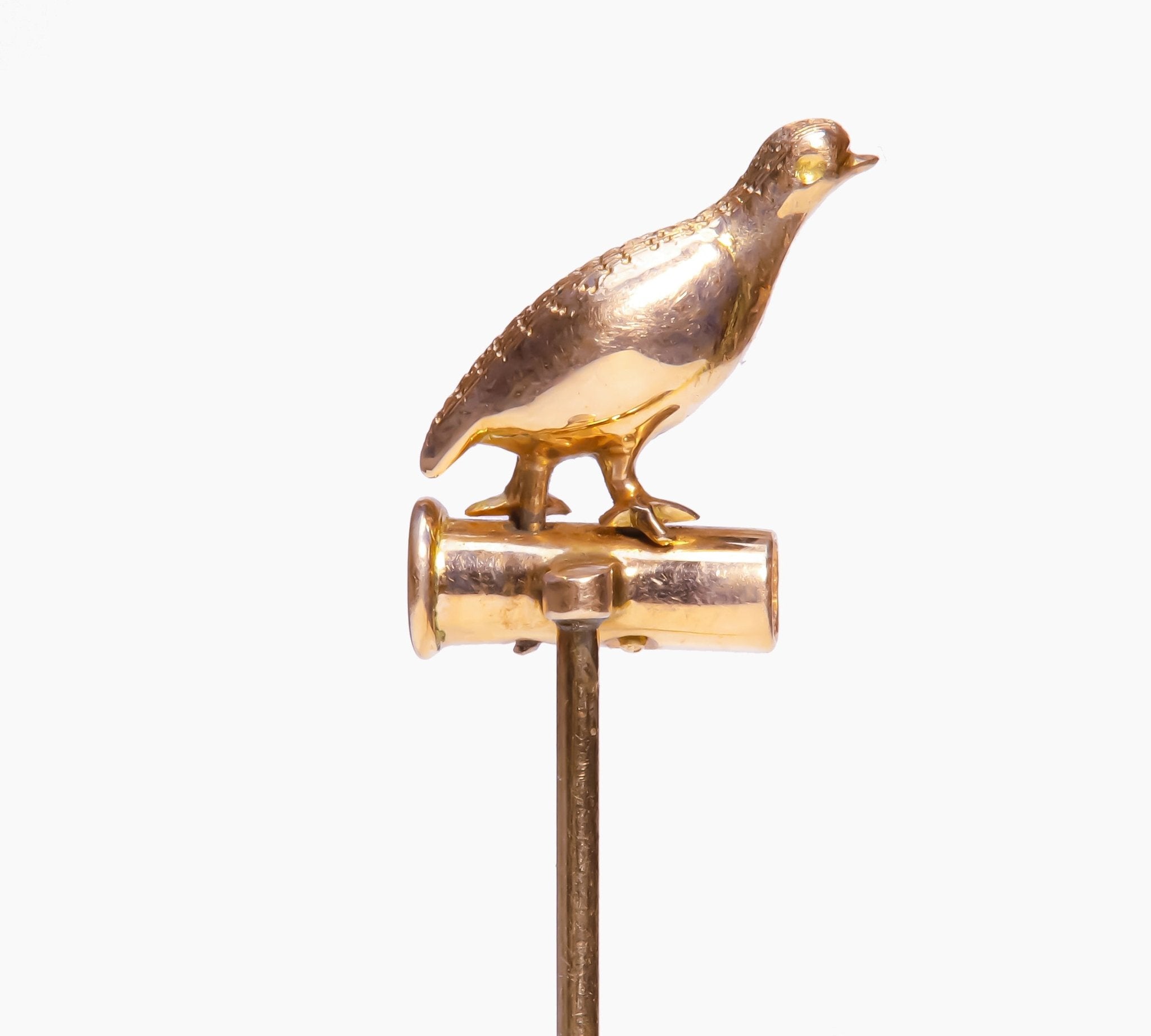 Antique Gold Enamel Bird Cartridge Stick Pin