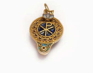 Antique Gold Enamel Charm Attributed to Castellani