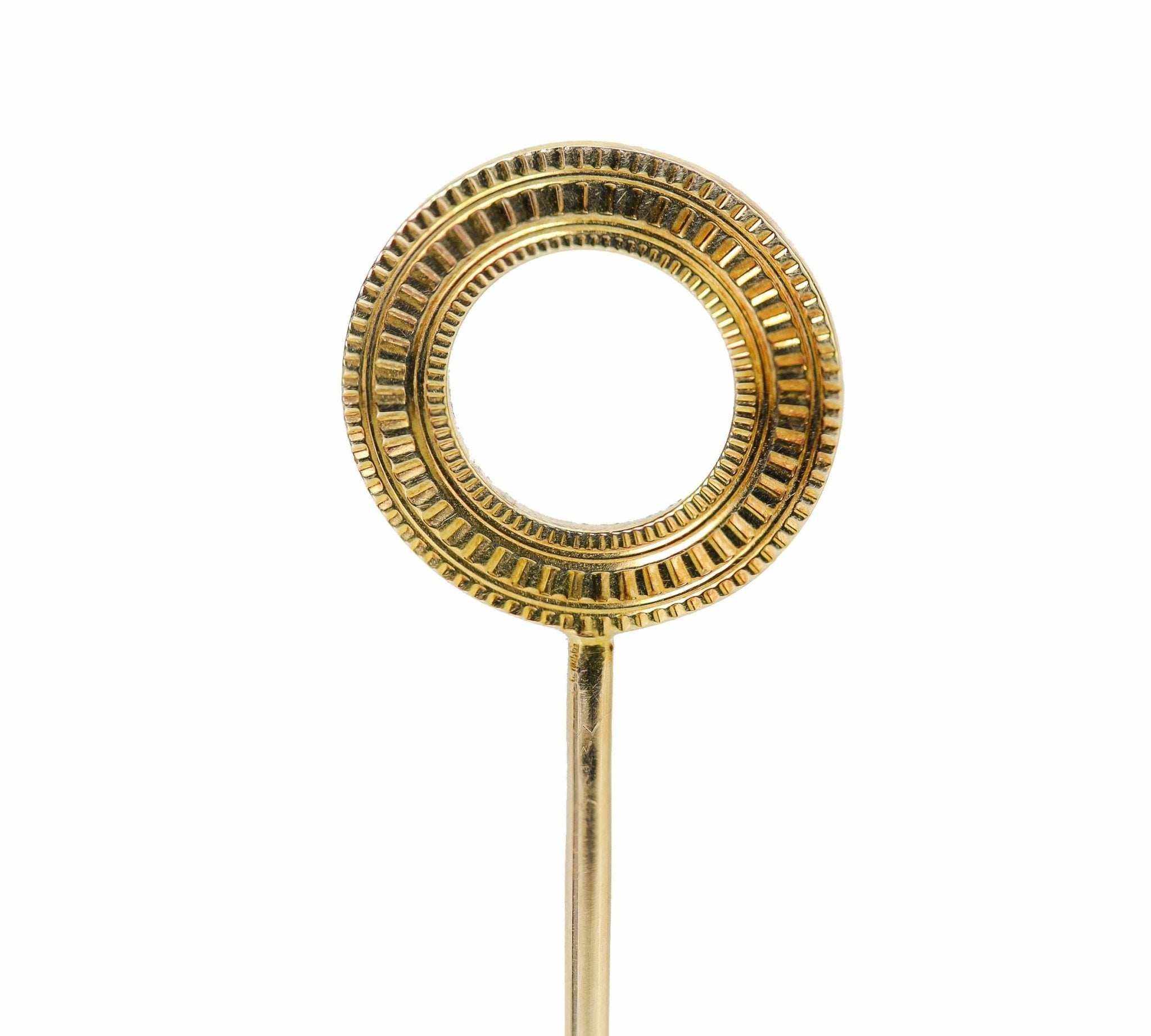 Antique Gold Enamel Circle Double Sided Stick Pin