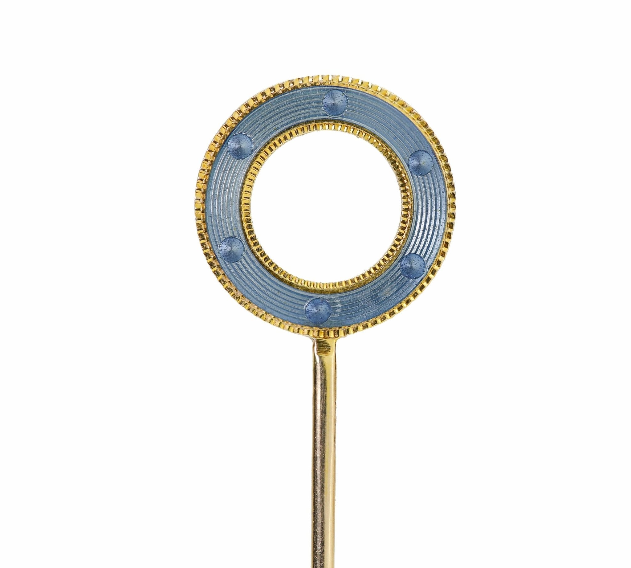 Antique Gold Enamel Circle Double Sided Stick Pin