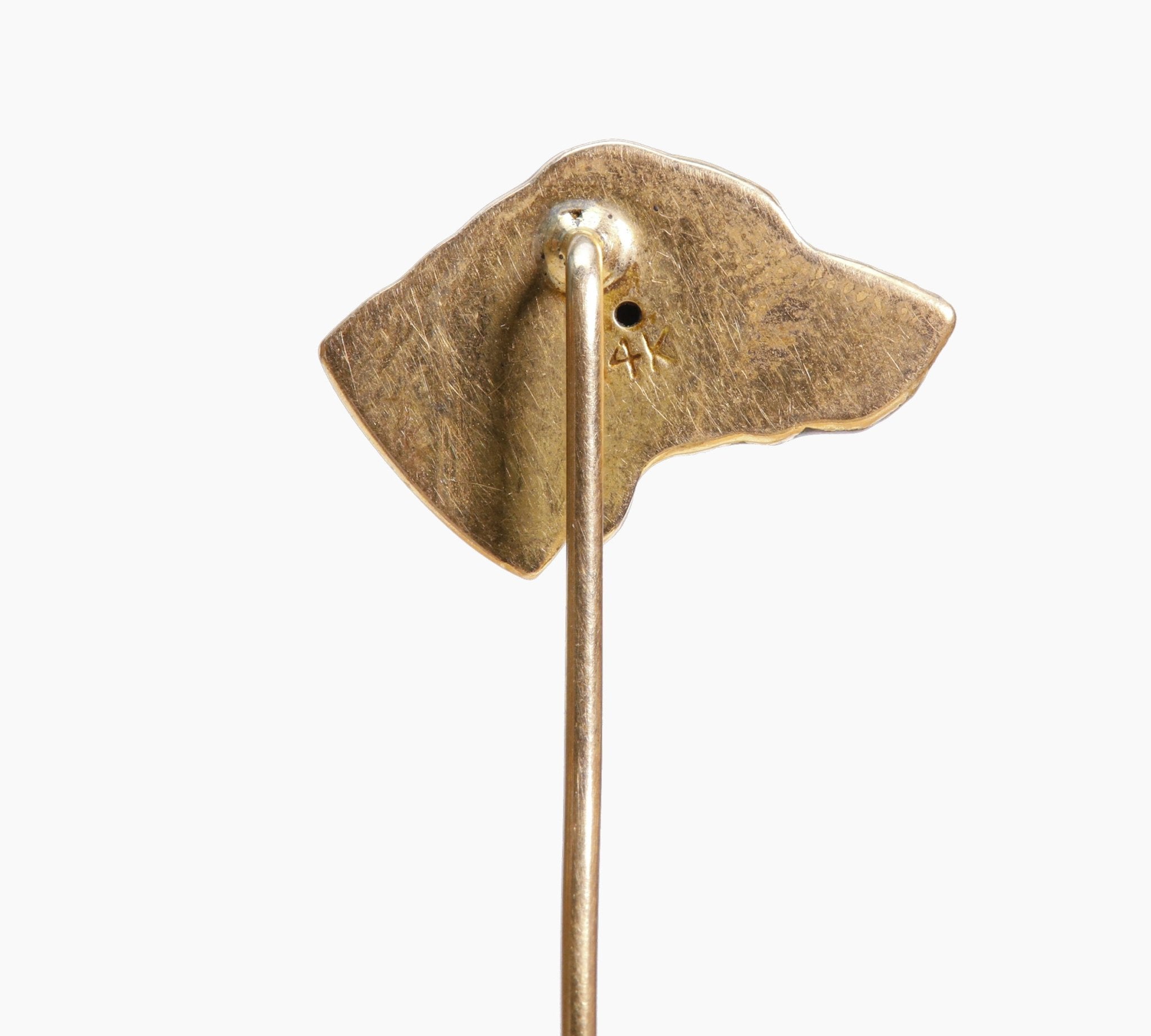 Antique Gold Enamel Citrine Dog Stick Pin
