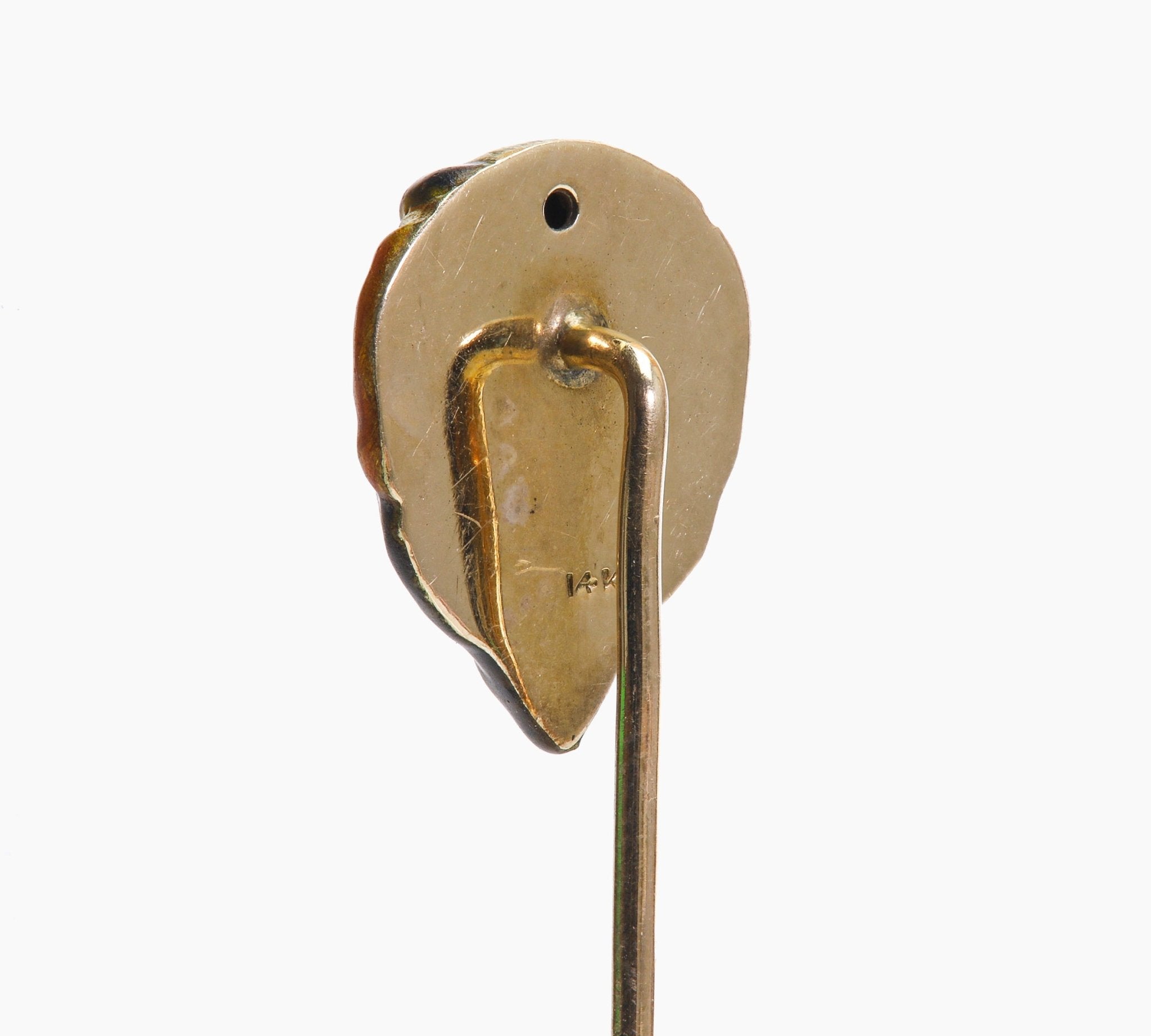 Antique Gold Enamel Ruby Satyr Stick Pin