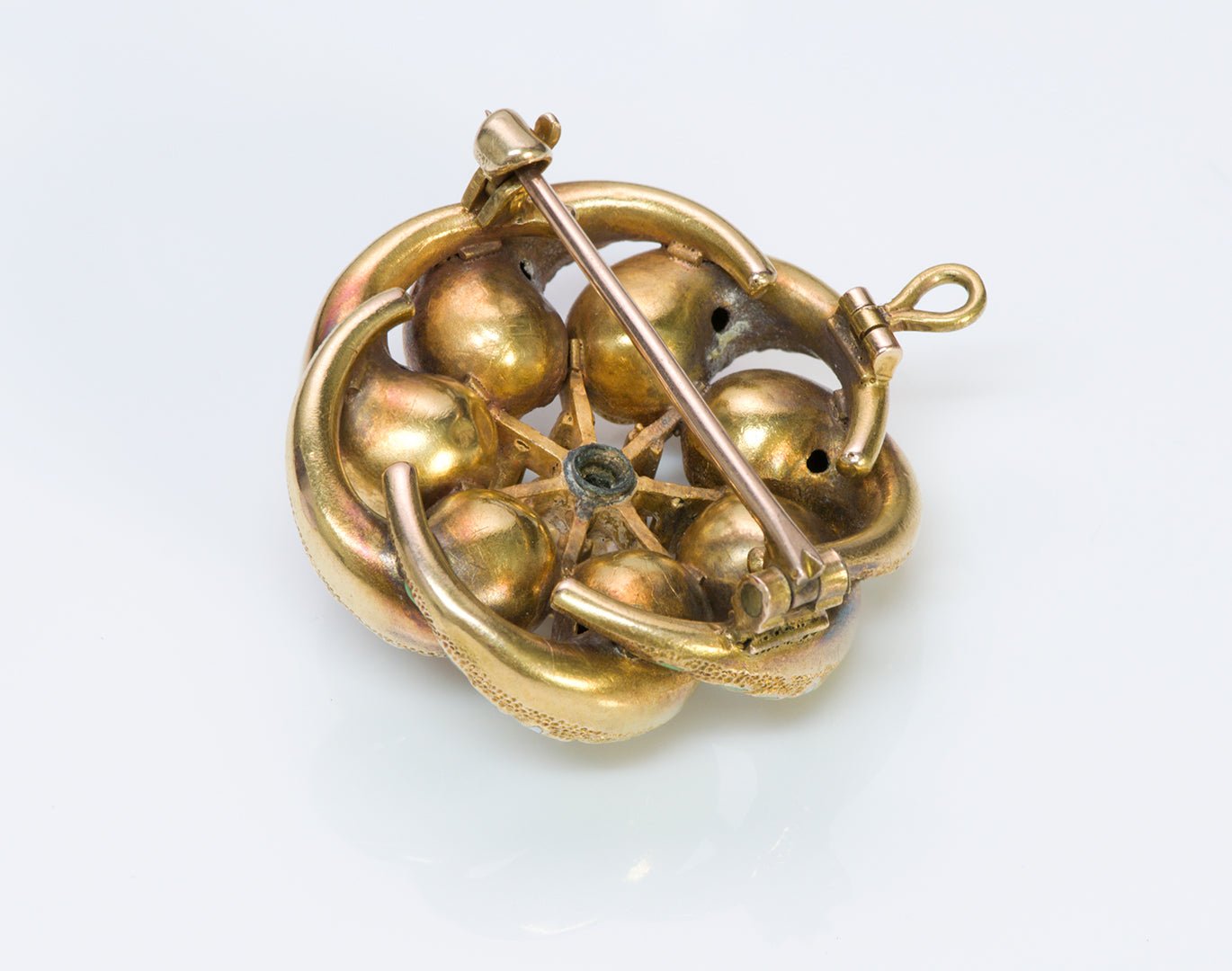 Antique Gold Enamel Sapphire Pendant Brooch - DSF Antique Jewelry