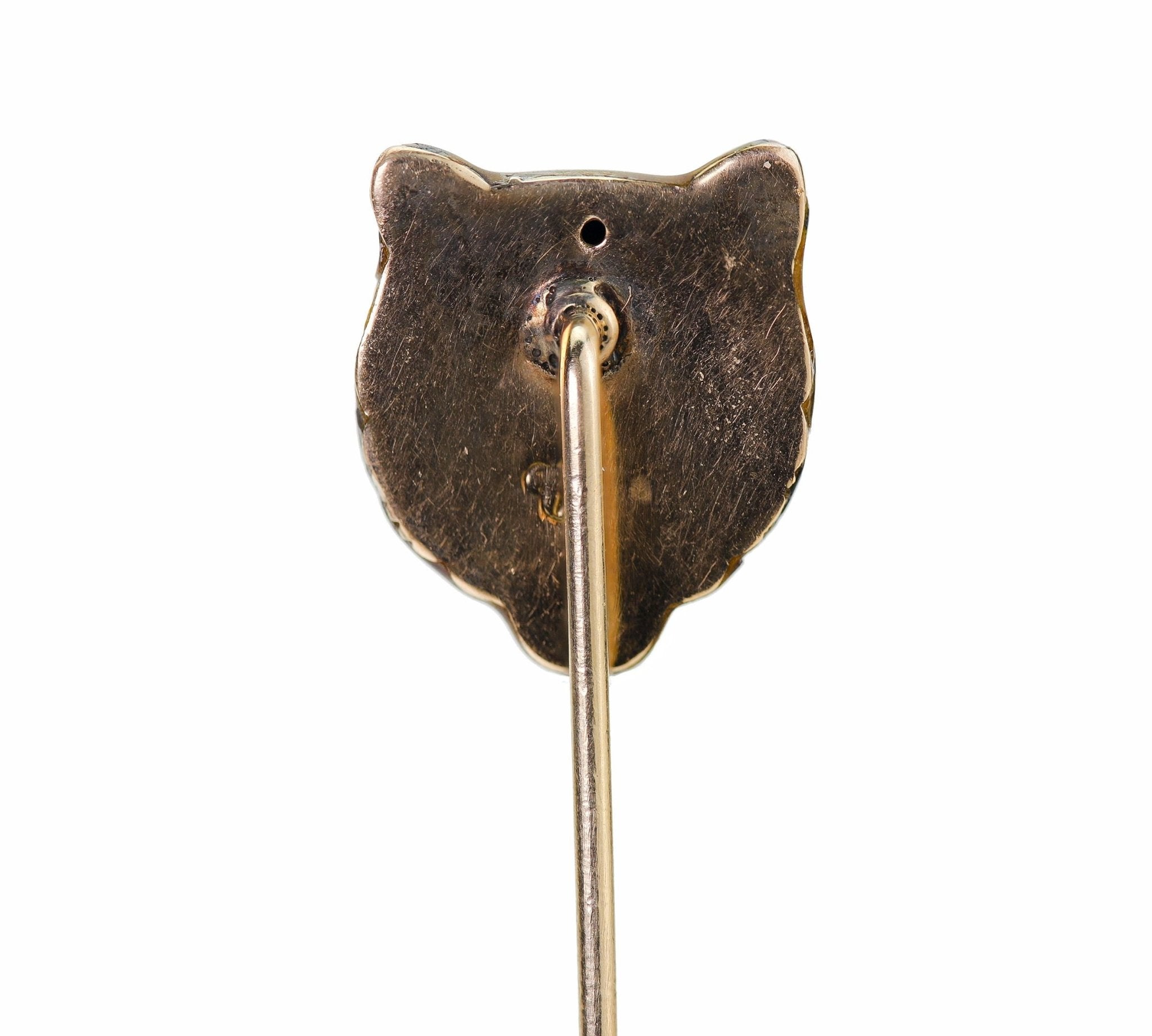 Antique Gold Enamel Tiger Stick Pin