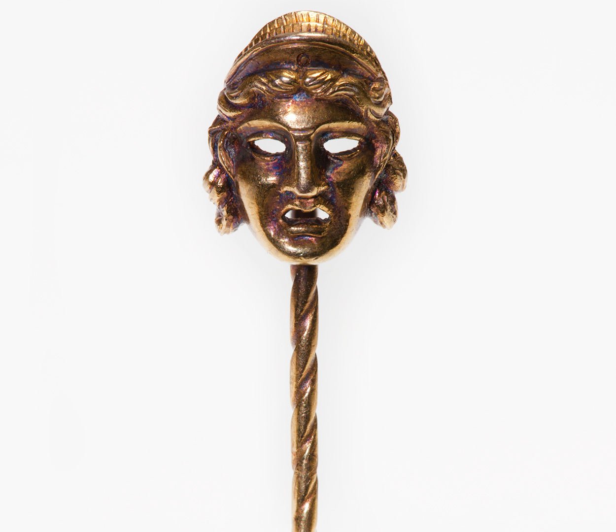 Antique Gold Tragedy Mask Stick Pin