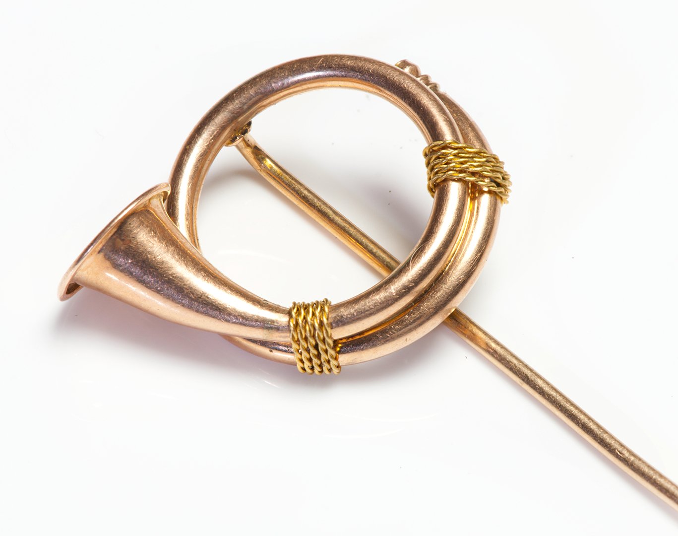Antique Gold French Horn Musical Instrument Stick Pin