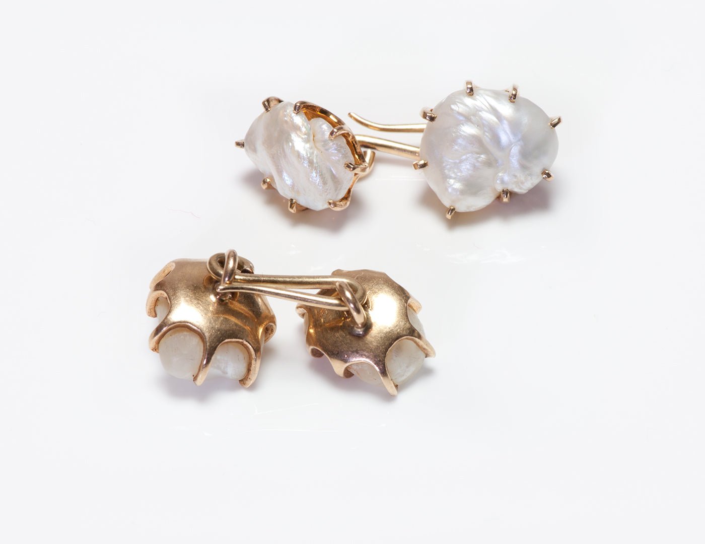 Antique Gold Fresh Water Pearl Cufflinks - DSF Antique Jewelry