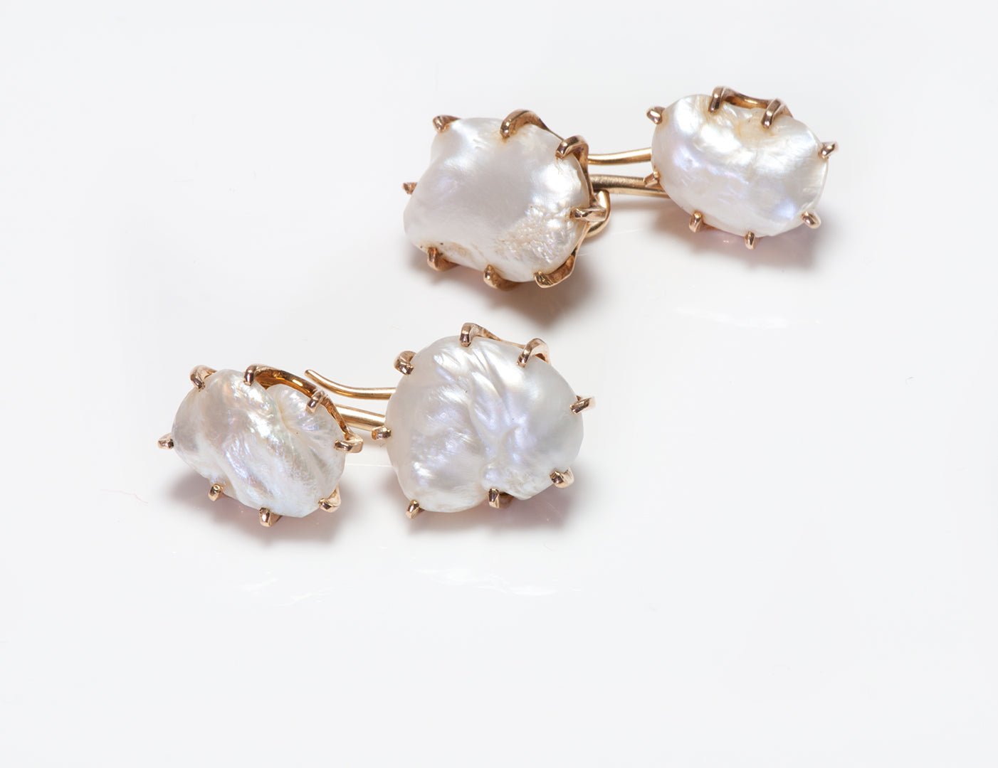 Antique Gold Fresh Water Pearl Cufflinks - DSF Antique Jewelry