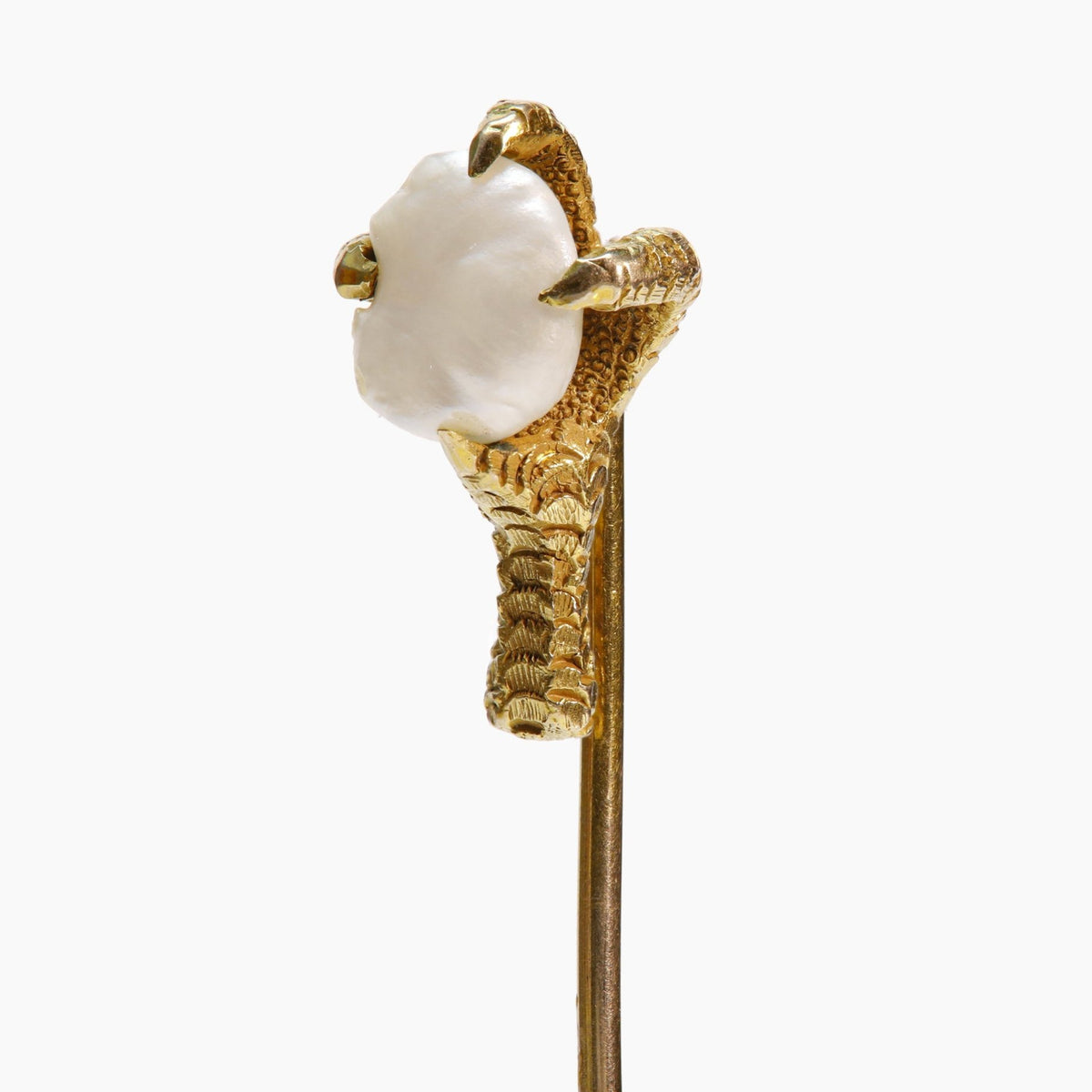 Antique Gold Freshwater Pearl Claw Stick Pin display picture 1