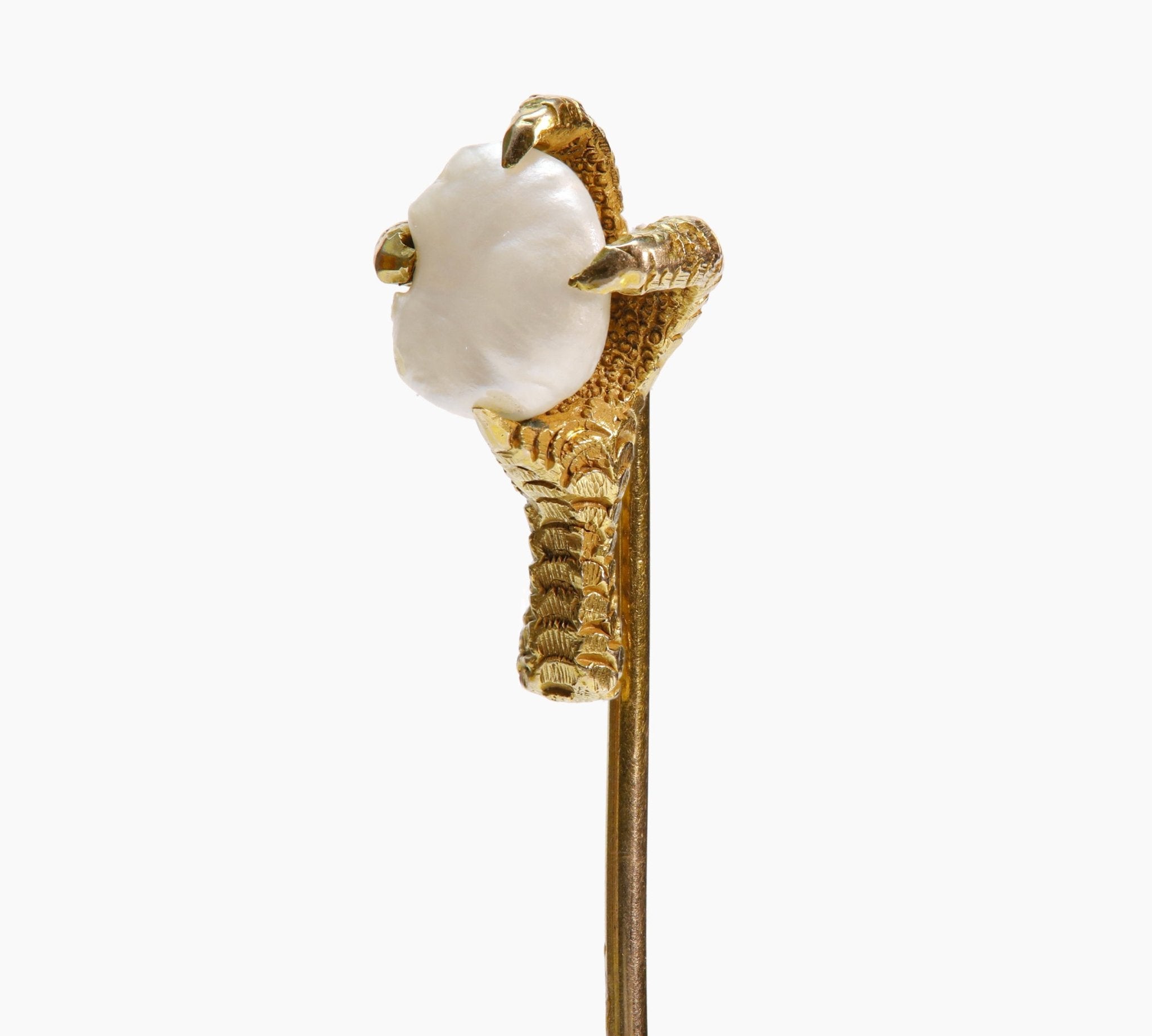 Antique Gold Freshwater Pearl Claw Stick Pin
