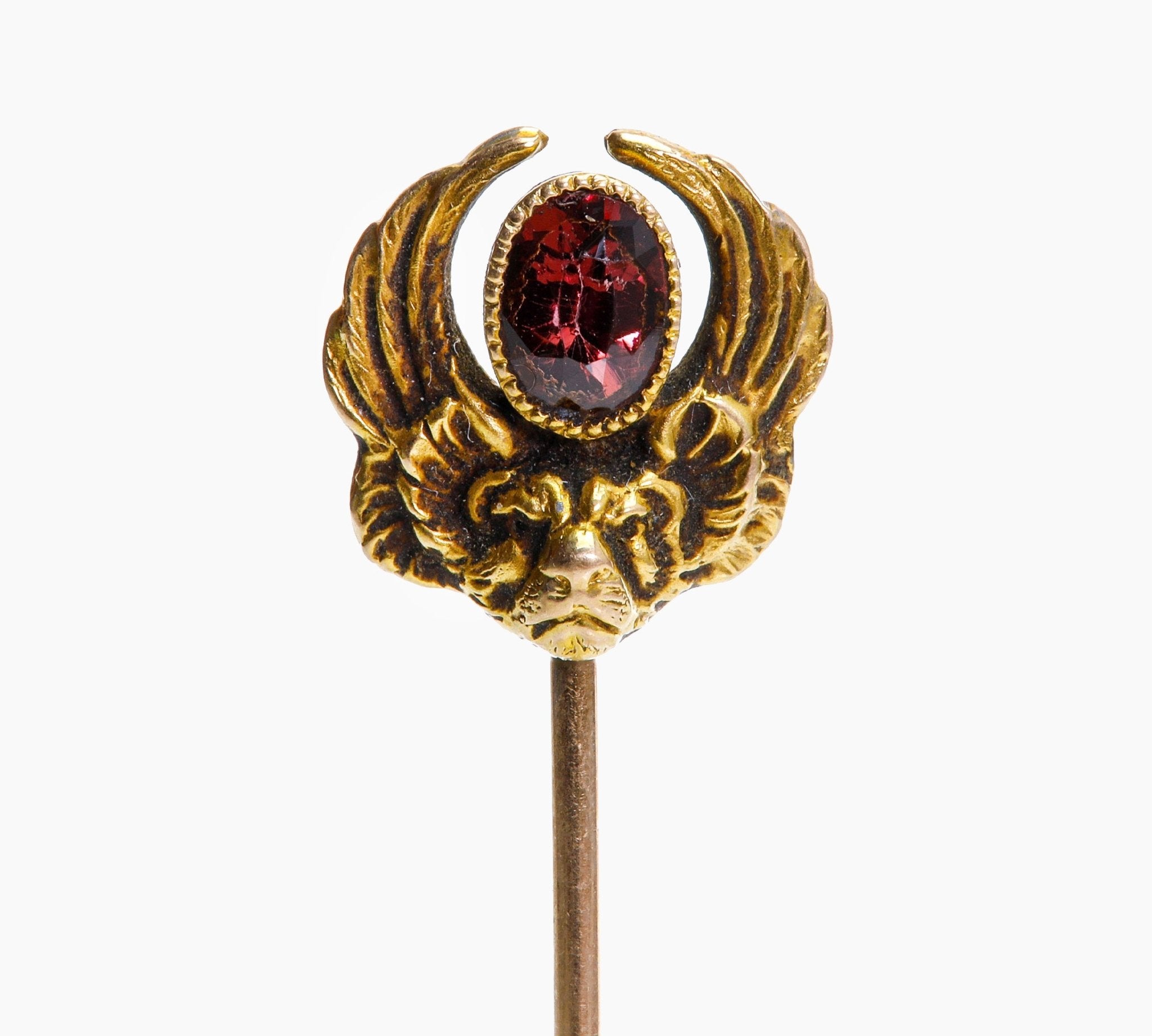Antique Gold Gargoyle Almandine Garnet Stick Pin