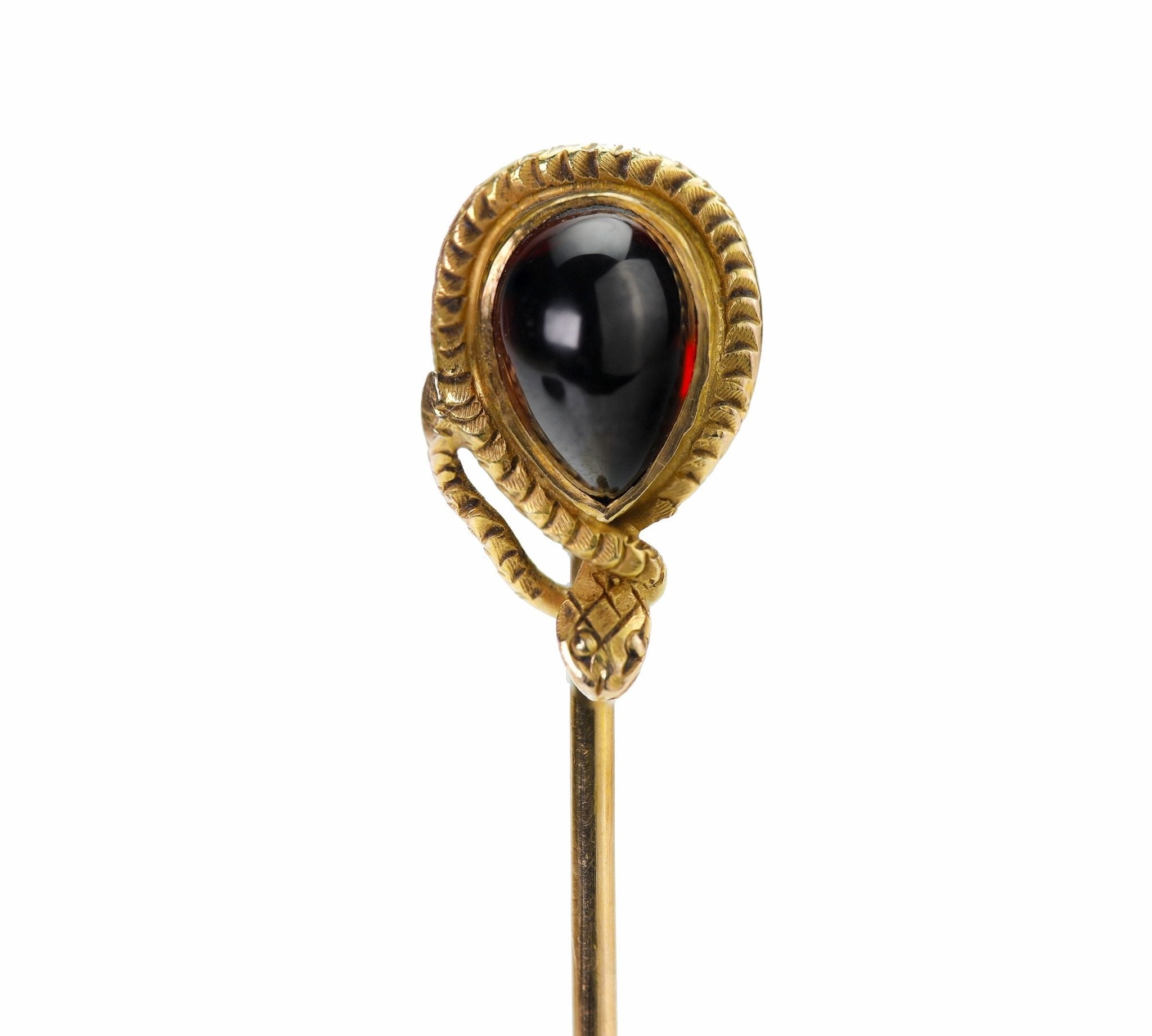 Antique Gold Garnet Snake Stick Pin