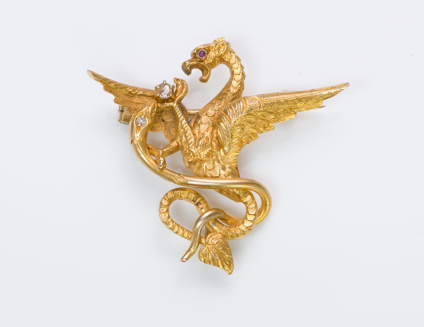 Antique Gold Griffin Brooch - DSF Antique Jewelry