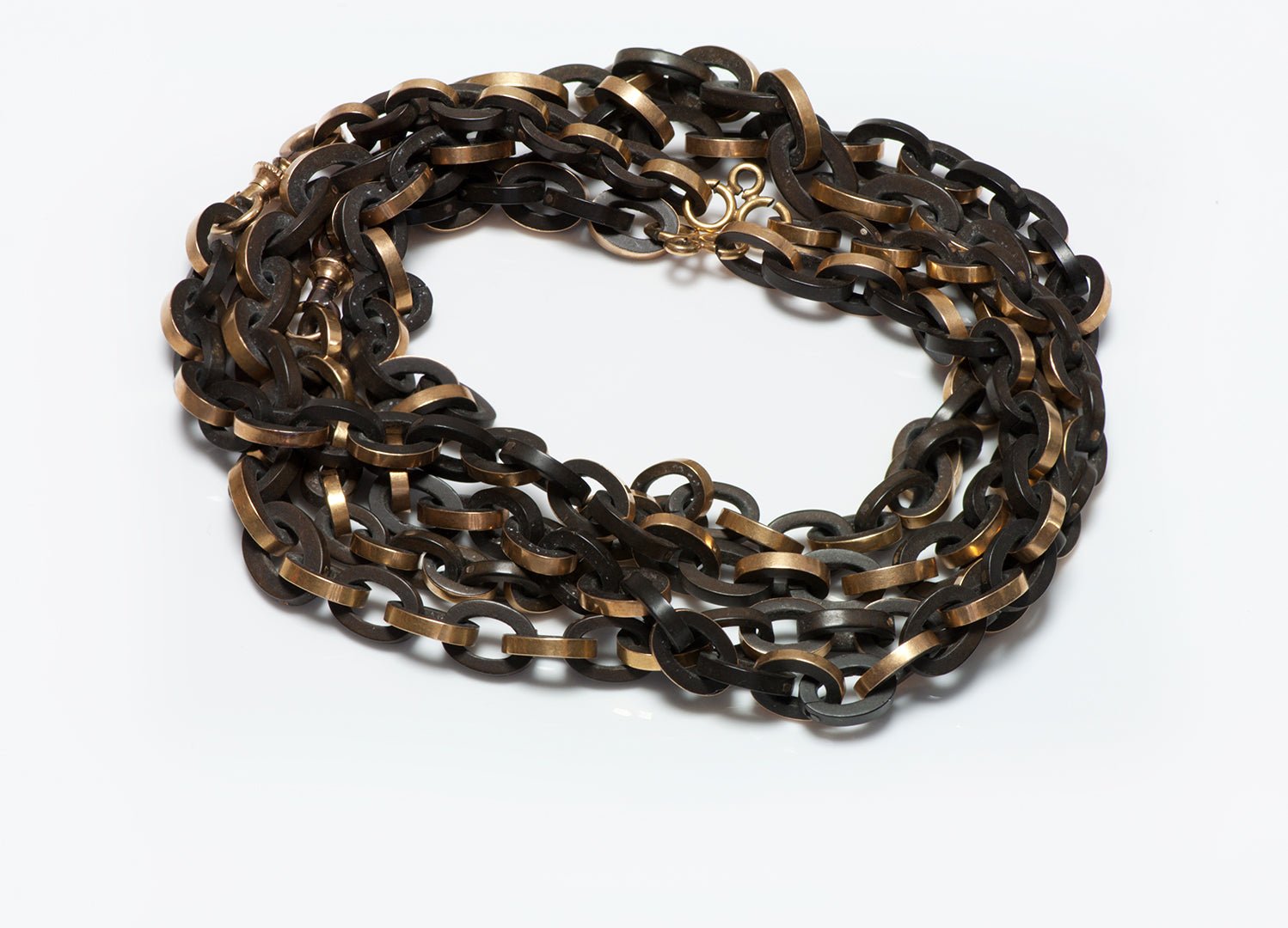 Antique Gold Gutta Percha Chain Link Necklace