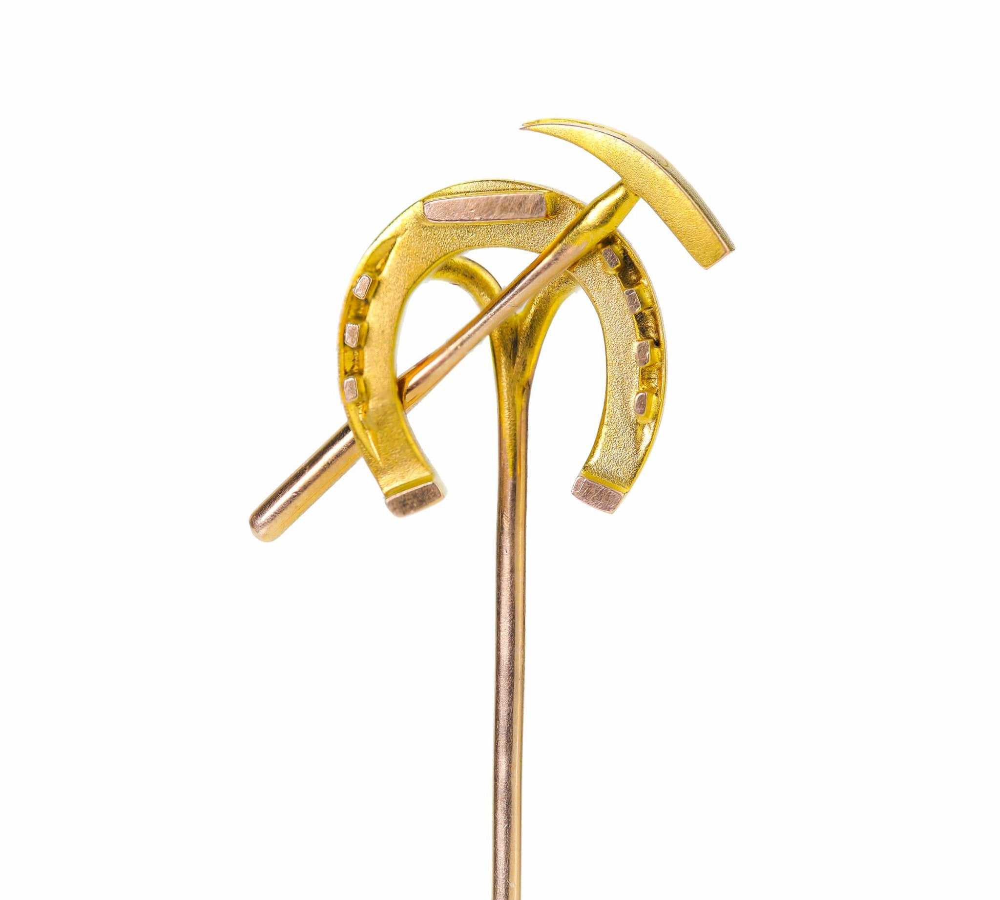 Antique Gold Horseshoe Hammer Stick Pin