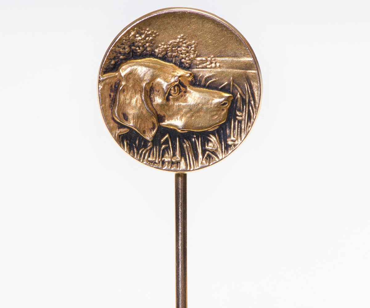 Guide Dogs Pin Antique Gold Hunting Dog Stick Pin