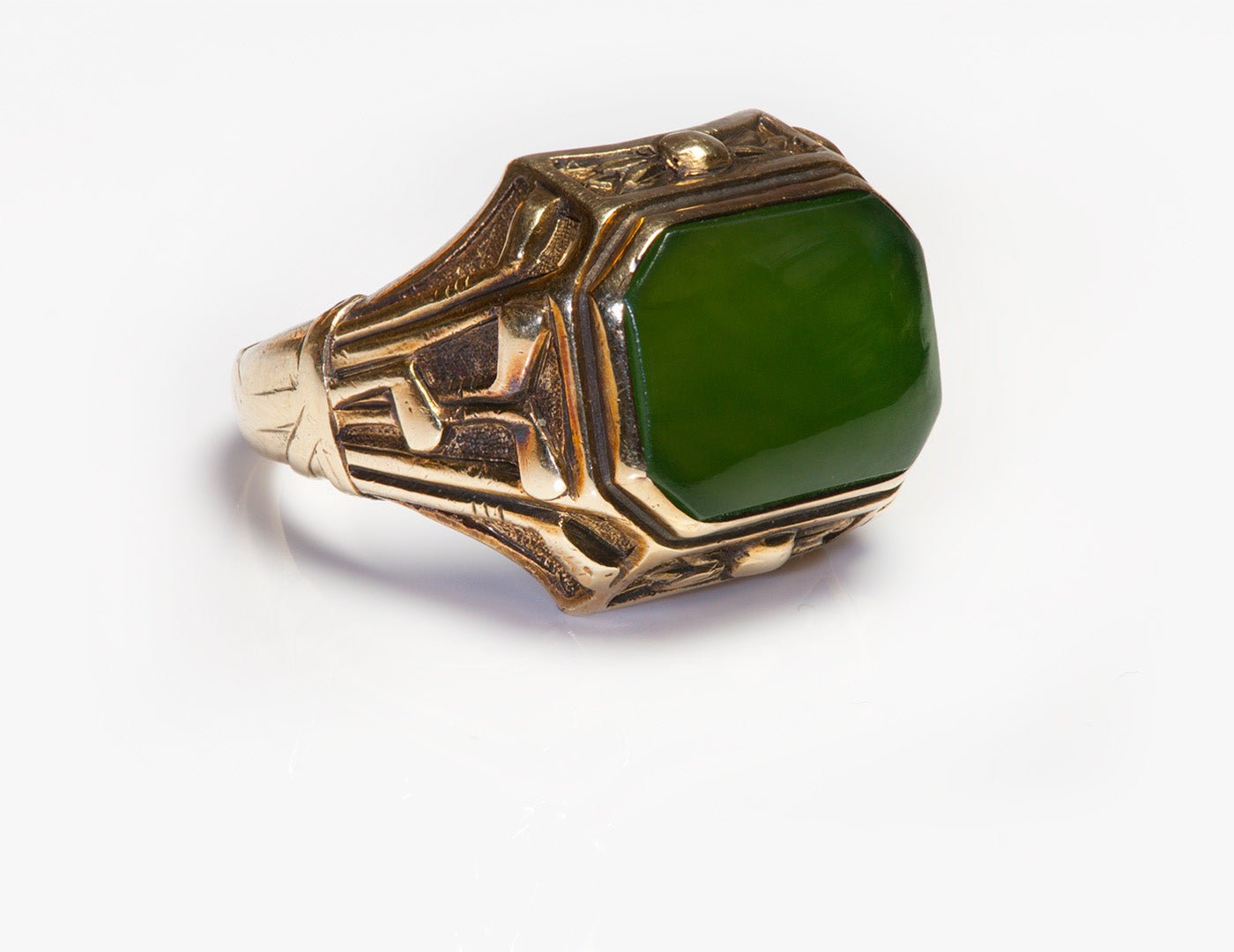 Antique Gold Jade Men's Ring