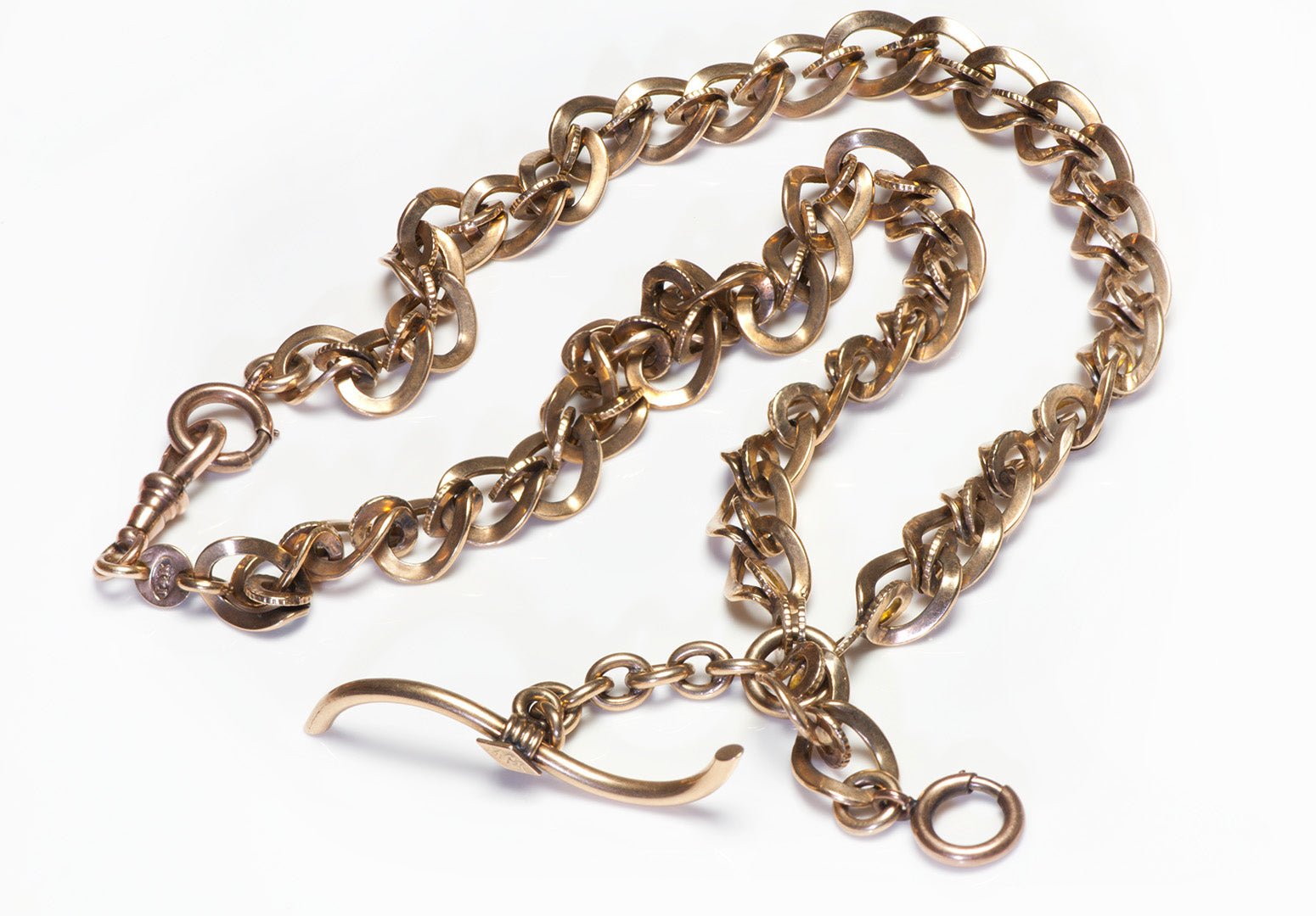 Antique Gold Large Ornate Link Fob Watch Chain