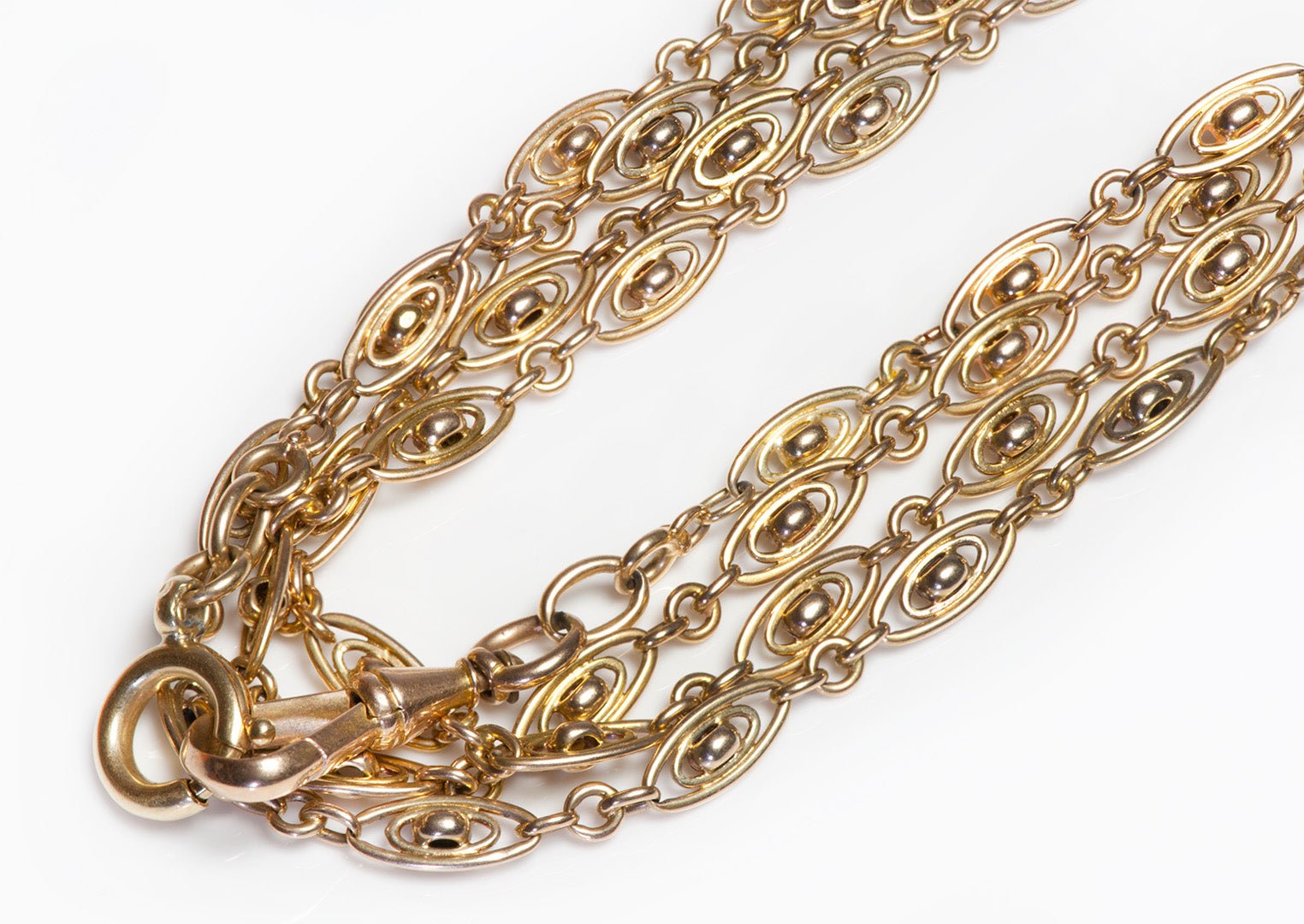 Antique Gold Long Chain Sautoir Necklace - DSF Antique Jewelry