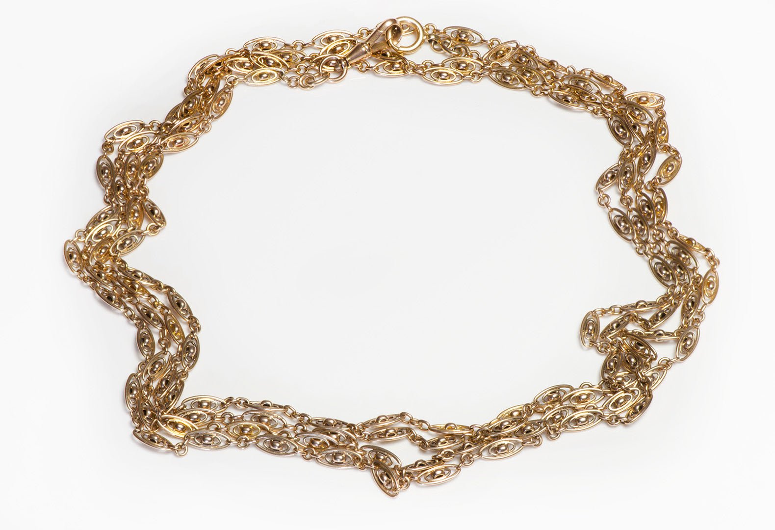 Antique Gold Long Chain Sautoir Necklace