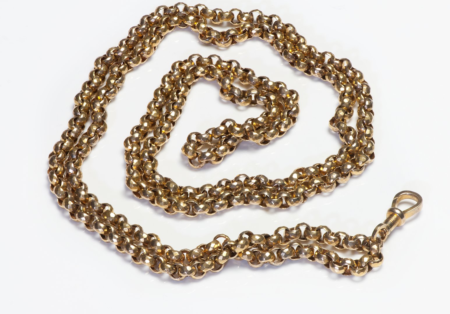 Antique Gold Long Faceted Chain - DSF Antique Jewelry