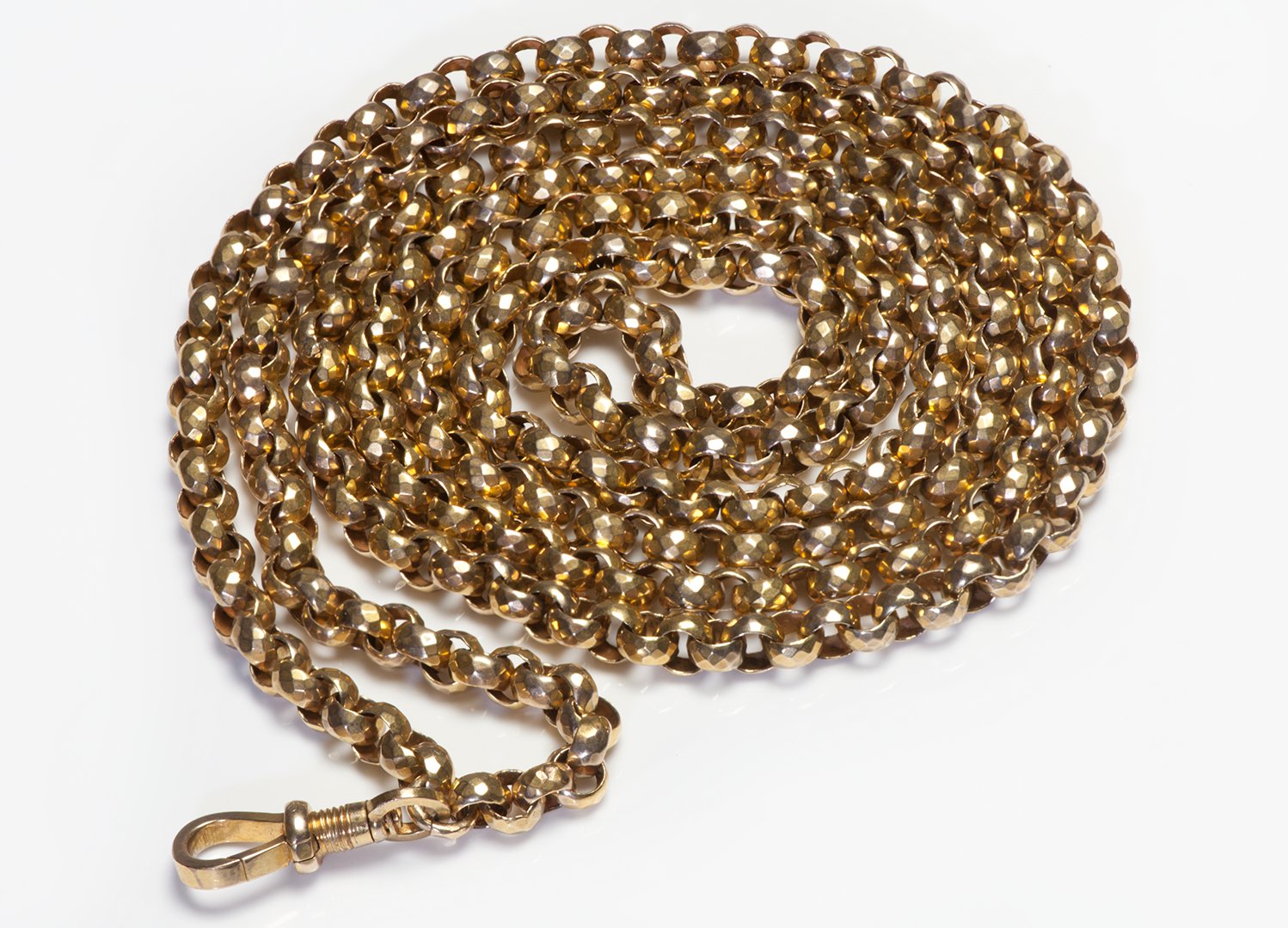 Antique Gold Long Faceted Chain